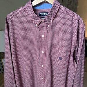 Chaps Men’s Red/blue Plaid Longsleeve Button Up Shirt Size 2XL